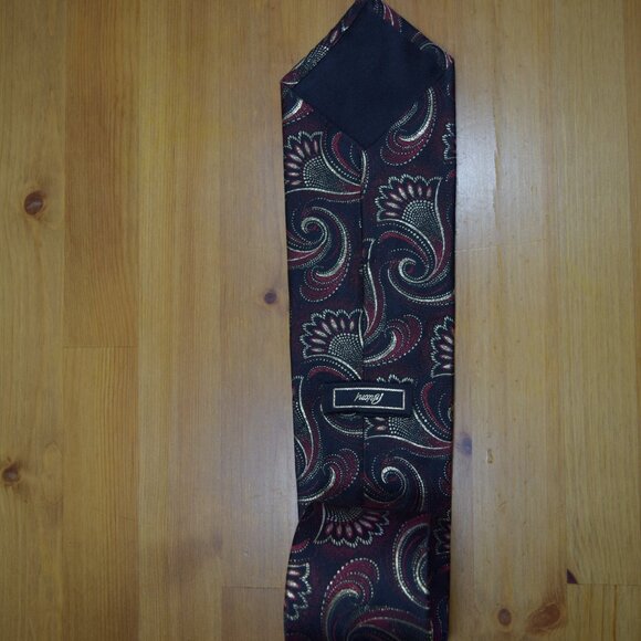 $3999 New Rare Brioni Tie Paisley Black maroon red Handmade Italy 24K Gold Silk - Picture 11 of 16